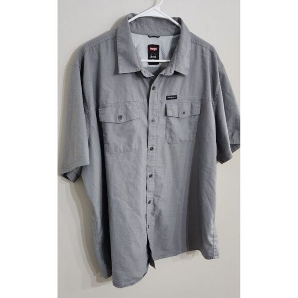 Wrangler Performance‎ Outdoor Short Sleeve Shirt 2XL Gray Metal Buttons SOFT